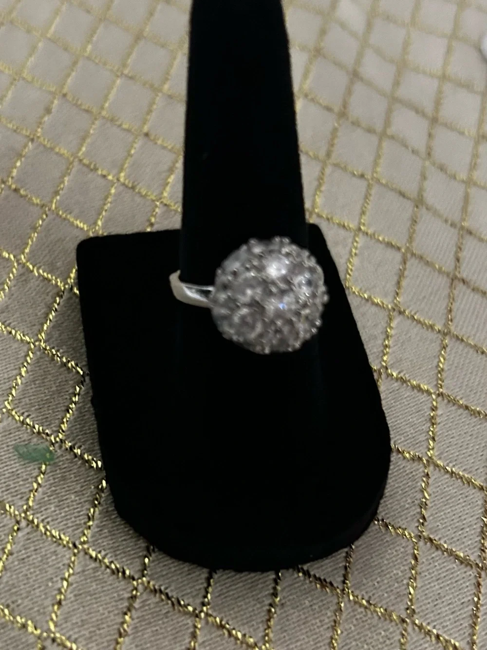 Crystal Cluster Cocktail Ring - White Gold Plated